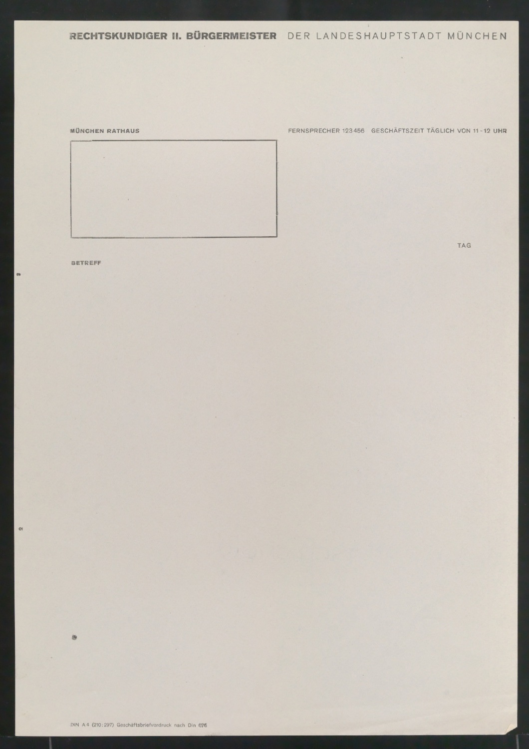 Probedrucke von Briefbogen nach DIN 676 — Blatt 3