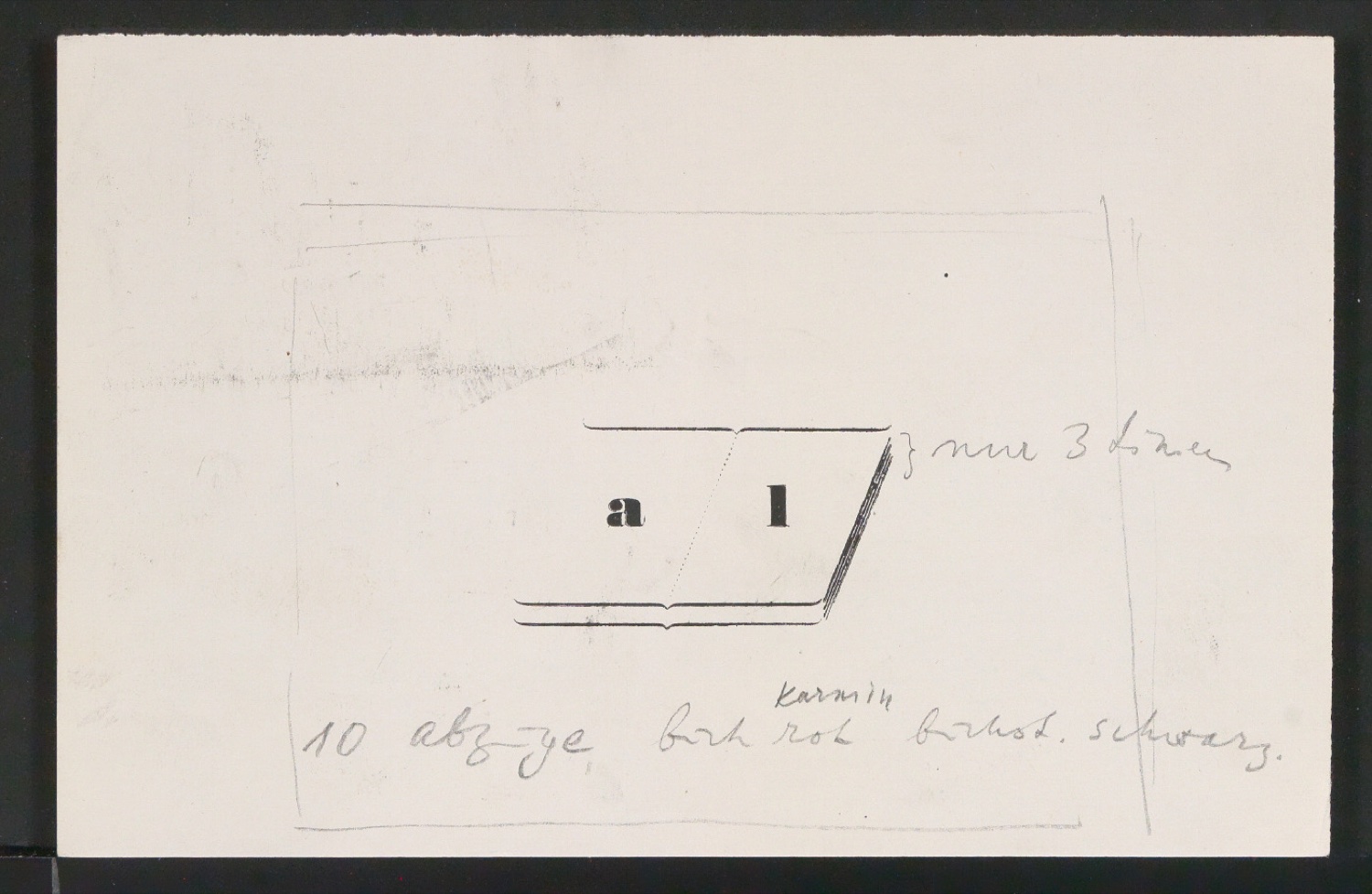 Notizen und gesammelte Firmenzeichen für das Typoskript Typosignete und Kurzzeichen — Blatt 1