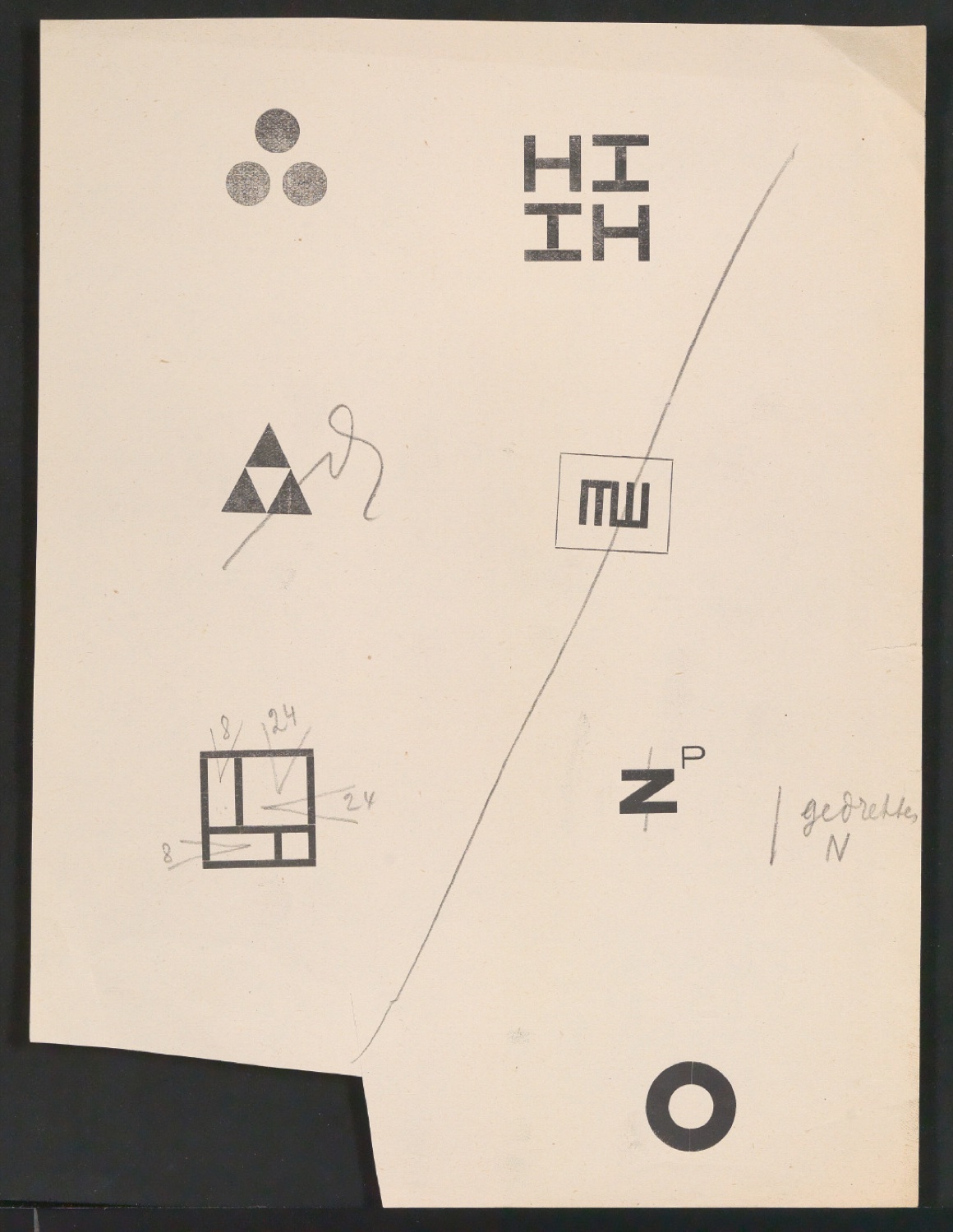 Notizen und gesammelte Firmenzeichen für das Typoskript Typosignete und Kurzzeichen — Blatt 3