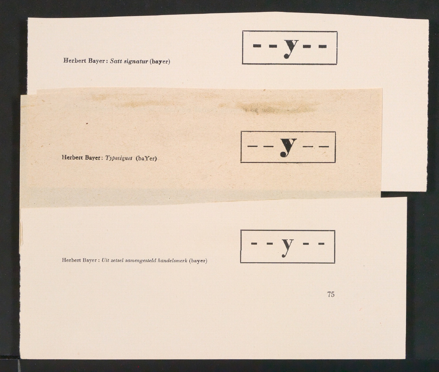 Notizen und gesammelte Firmenzeichen für das Typoskript Typosignete und Kurzzeichen — Blatt 7