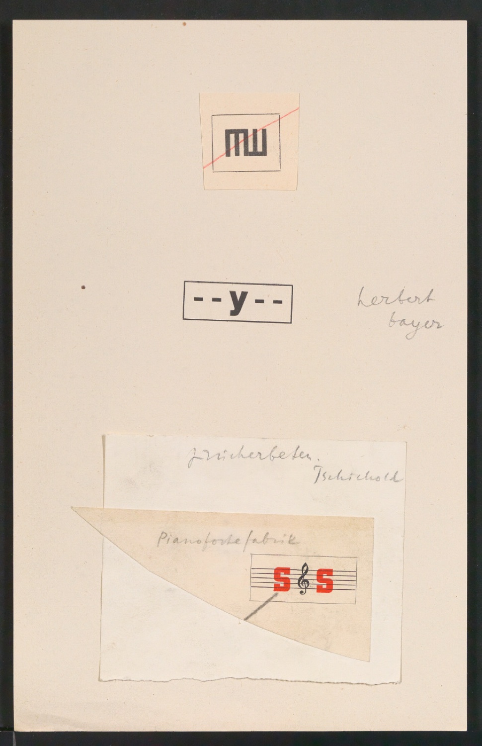 Notizen und gesammelte Firmenzeichen für das Typoskript Typosignete und Kurzzeichen — Blatt 13