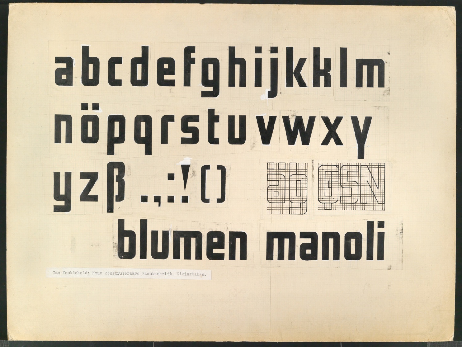 Tafel mit Entwurf von Neue konstruierbare Blockschrift — Blatt 1