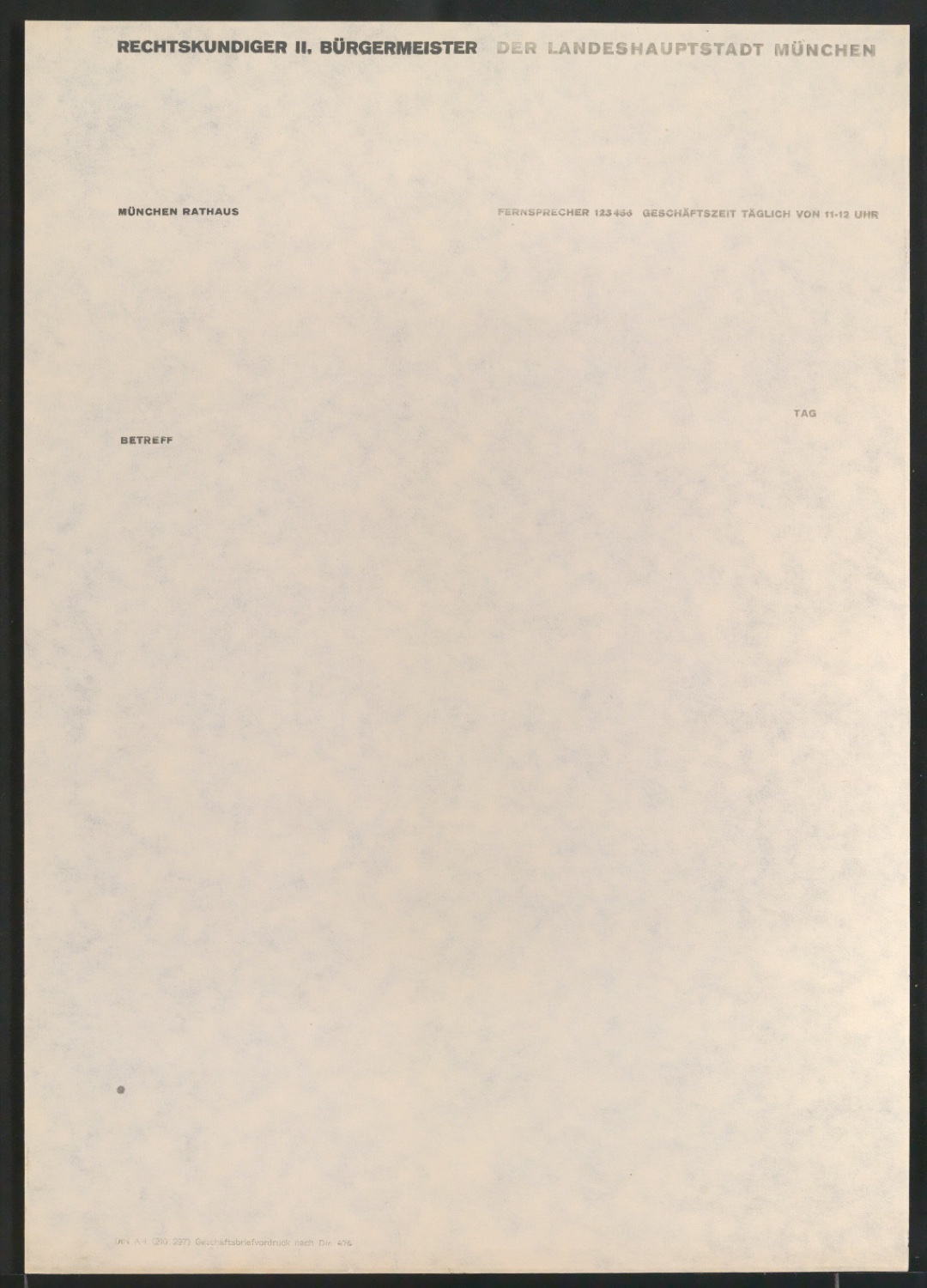 Probedruck von Briefbogen nach DIN 676 — Blatt 1
