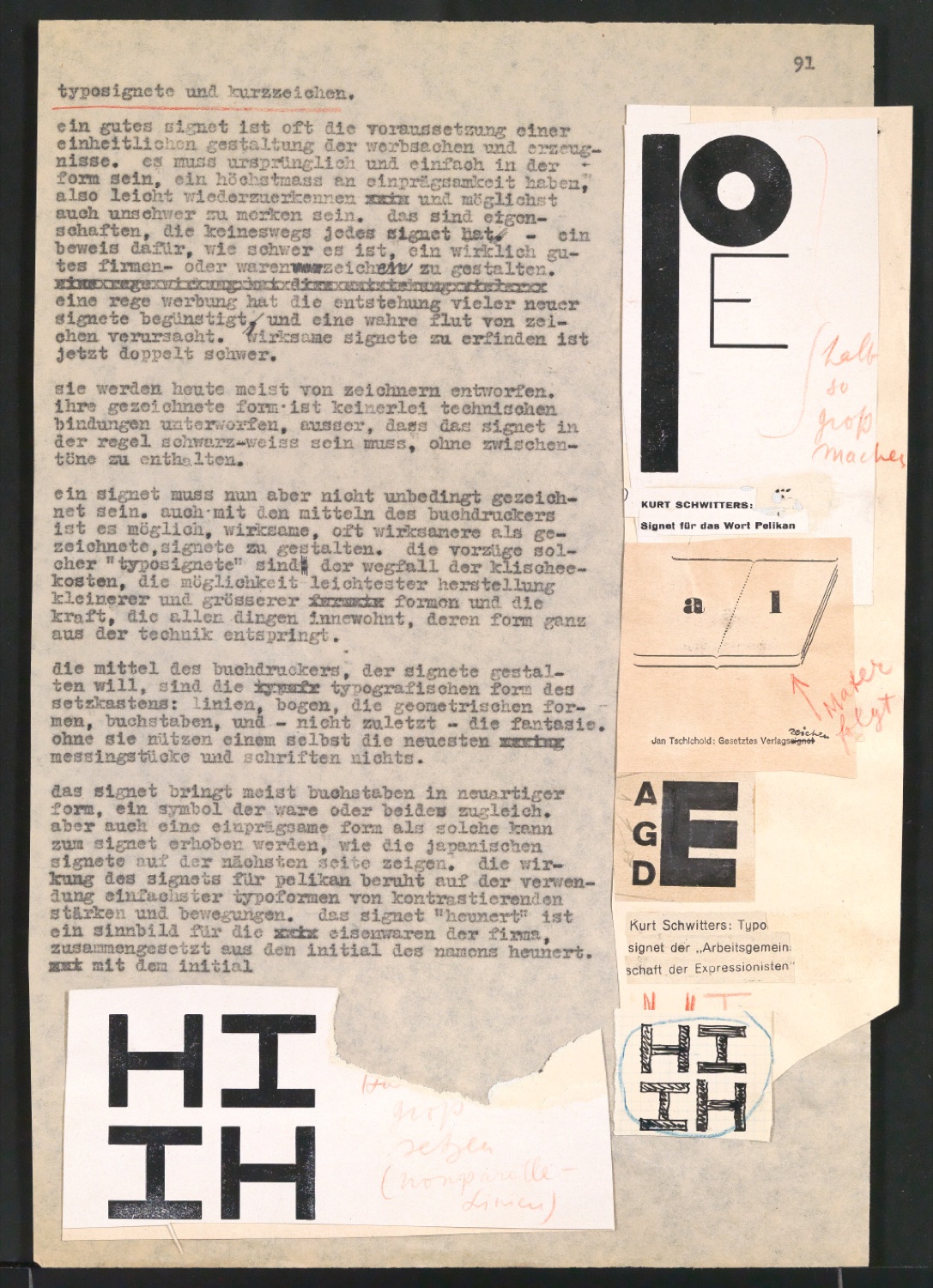 Typosignete und Kurzzeichen — Blatt 1