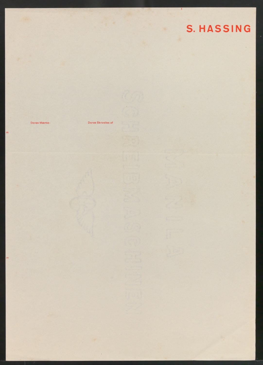 Briefbogen für S. Hassing — Blatt 1