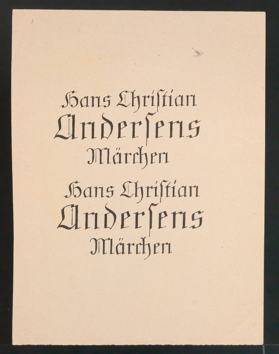 Probedruck für das Titelschild von Hans Christian Andersens Märchen — Blatt 1