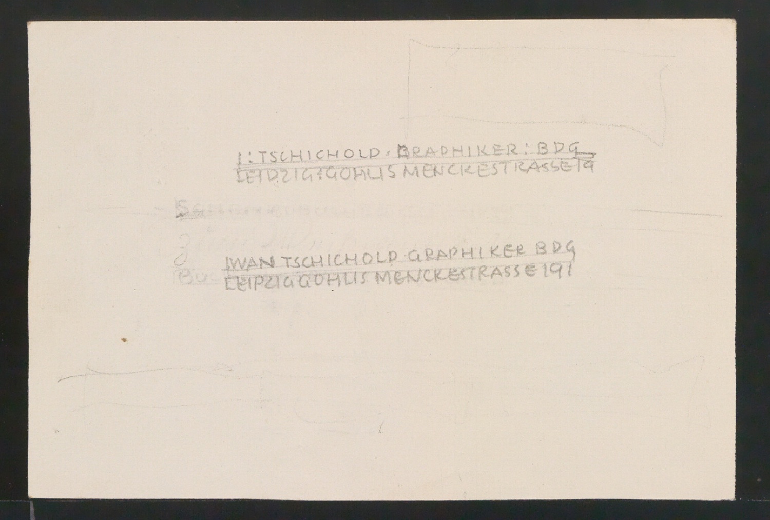 Entwurfsskizze von Briefkopf für Iwan Tschichold — Blatt 1