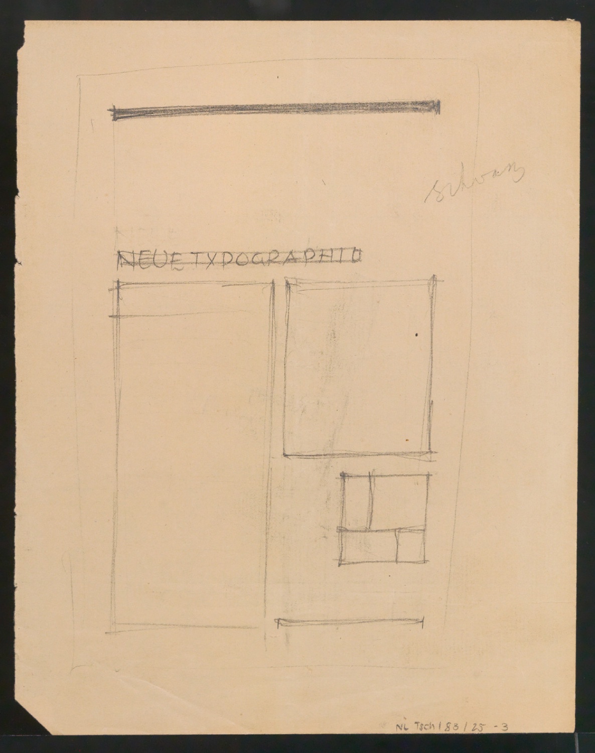 Entwurfsskizze für den Umschlag von Elementare Typographie — Blatt 1