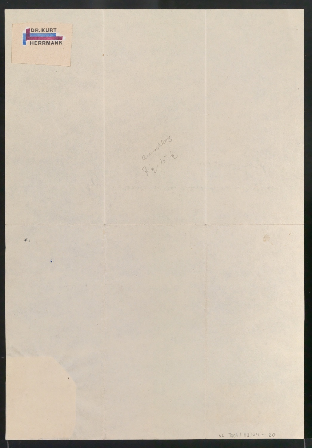 Entwurf von Briefbogen für Dr. Kurt Hermann — Blatt 2
