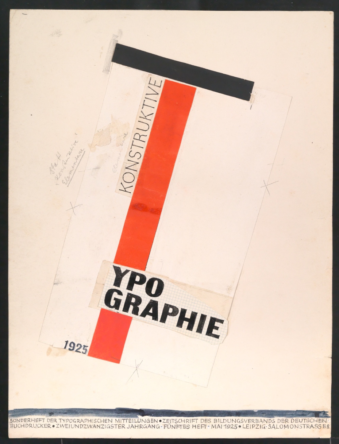 Entwurf für den Umschlag von Elementare Typographie — Blatt 1