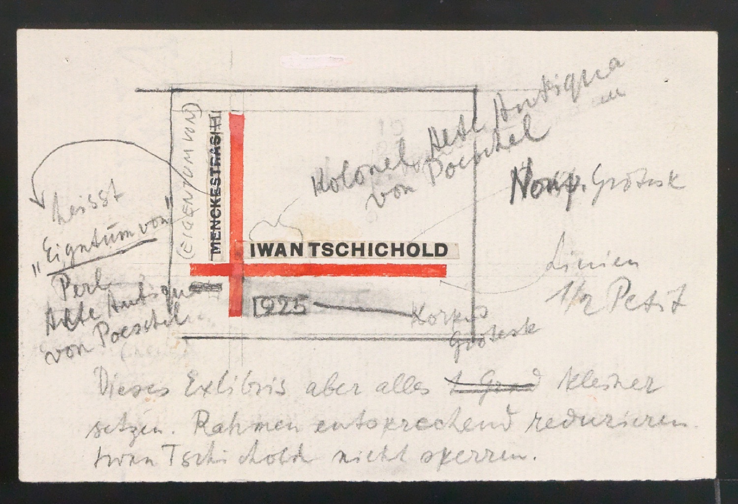 Entwürfe von fünf verschiedenen Exlibris für Iwan Tschichold — Blatt 9