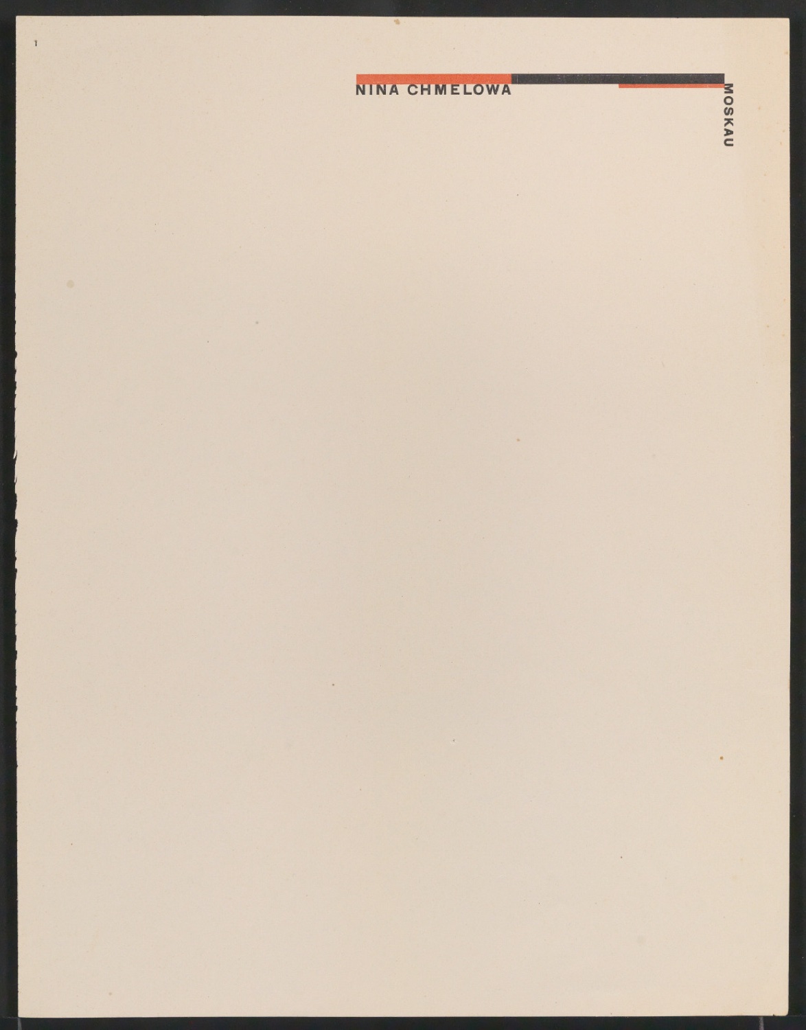 Probedruck von Briefbogen für Nina Chmelowa — Blatt 1