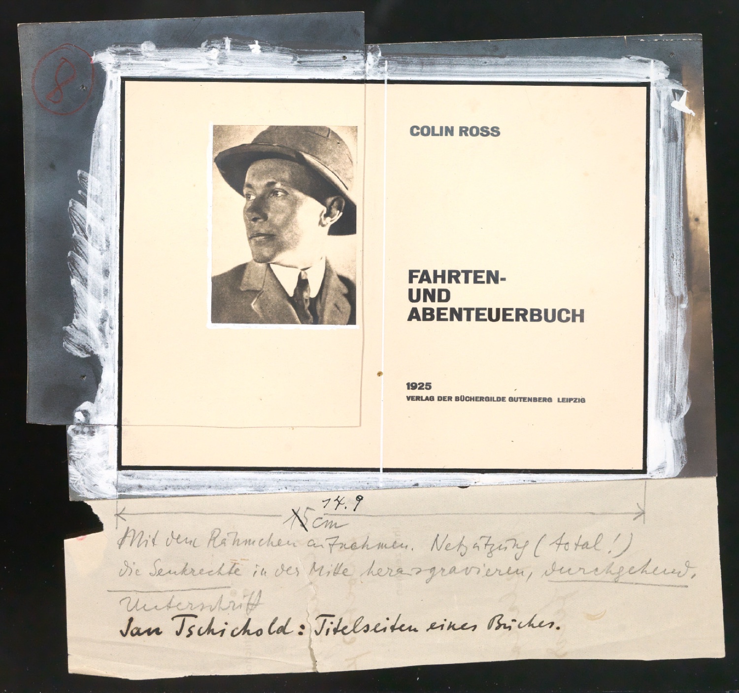 Entwurf für eine Illustration und Reproduktionsfotografie von Titelblatt Das Fahrten- und Abenteuerbuch — Blatt 3