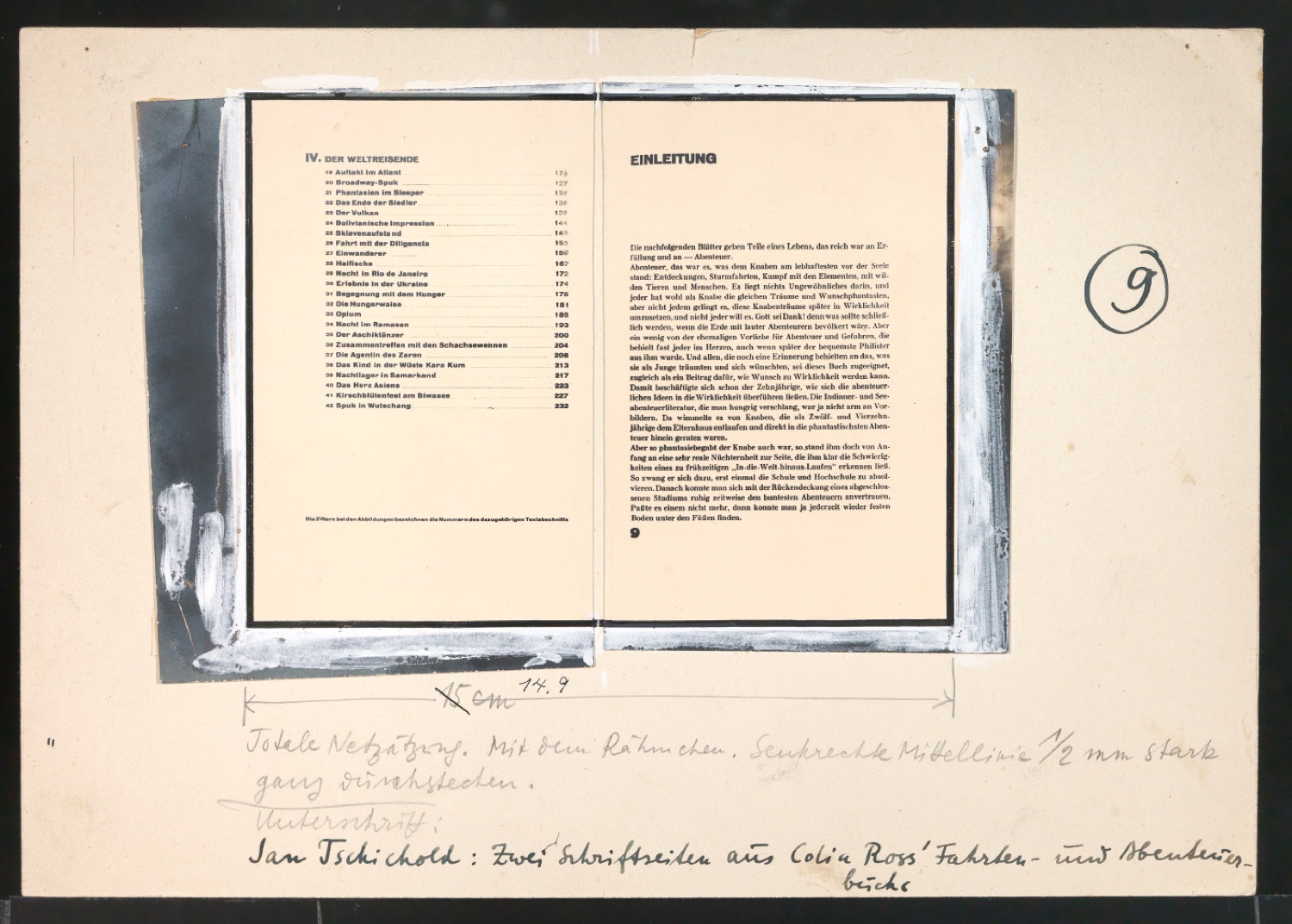 Entwurf für eine Illustration und Reproduktionsfotografie von Titelblatt Das Fahrten- und Abenteuerbuch — Blatt 5