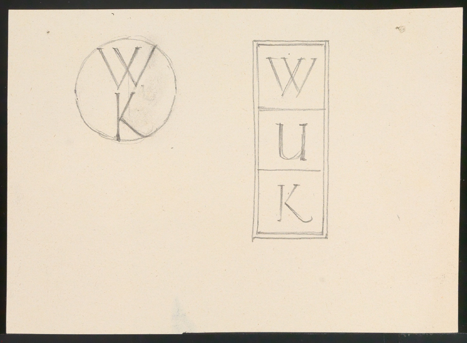 Entwürfe für ein Firmenzeichen WuK — Blatt 1