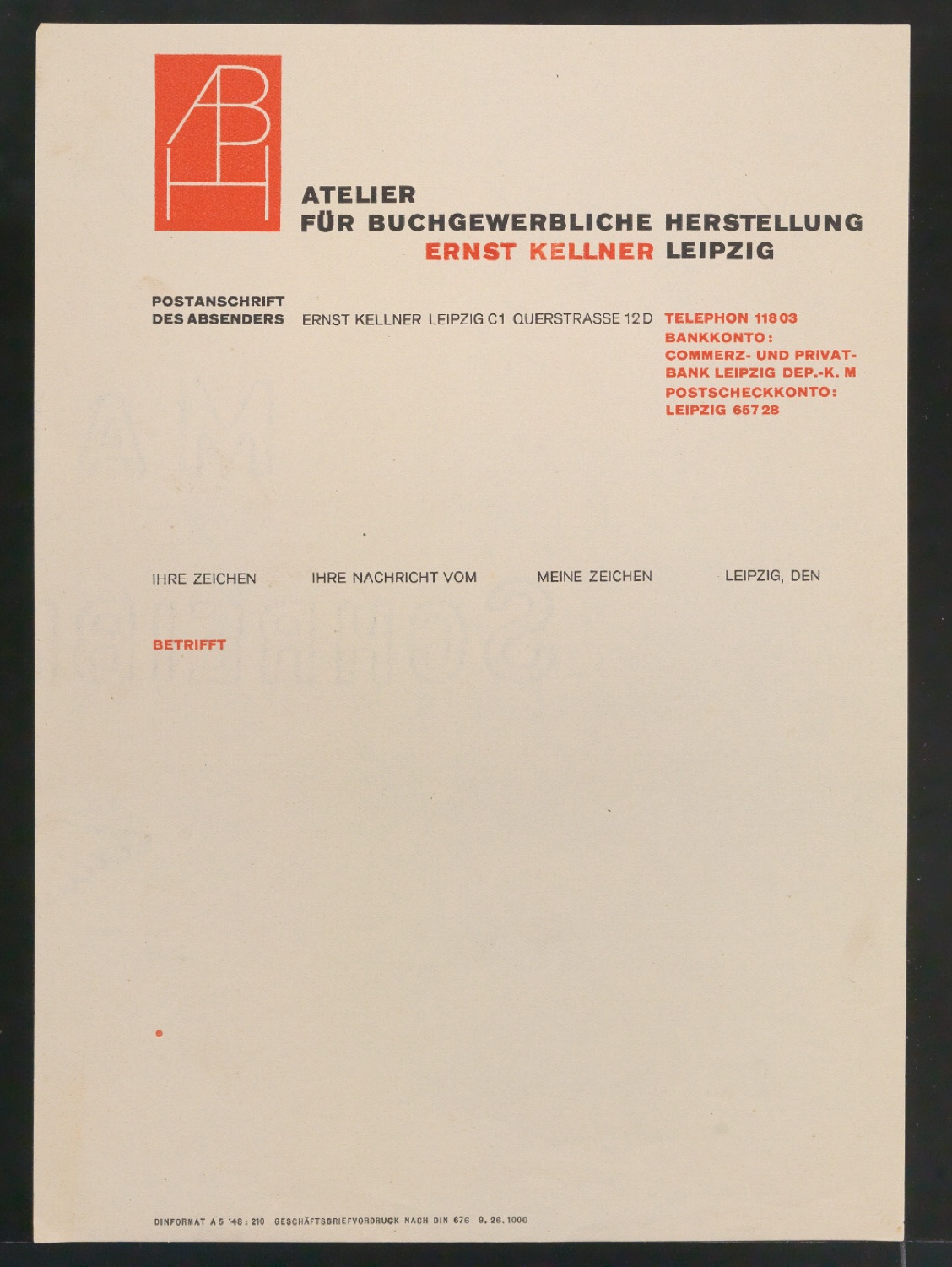 Montierter Geschäftsbriefvordruck nach Din 676 — Blatt 1
