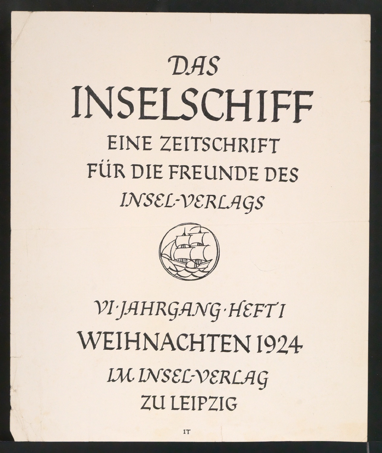 Probedruck für den Bucheinband von Das Inselschiff — Blatt 1