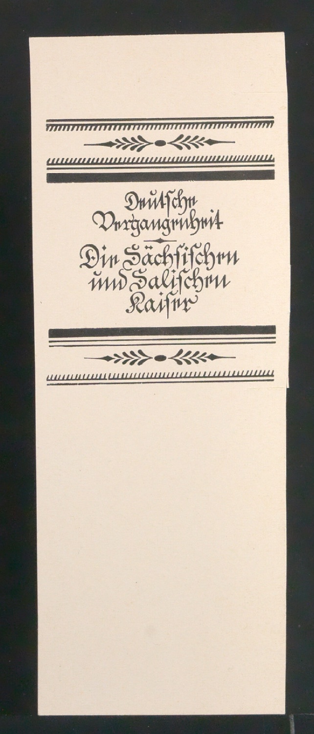Probedruck für Rückenschild von Deutsche Vergangenheit — Blatt 1