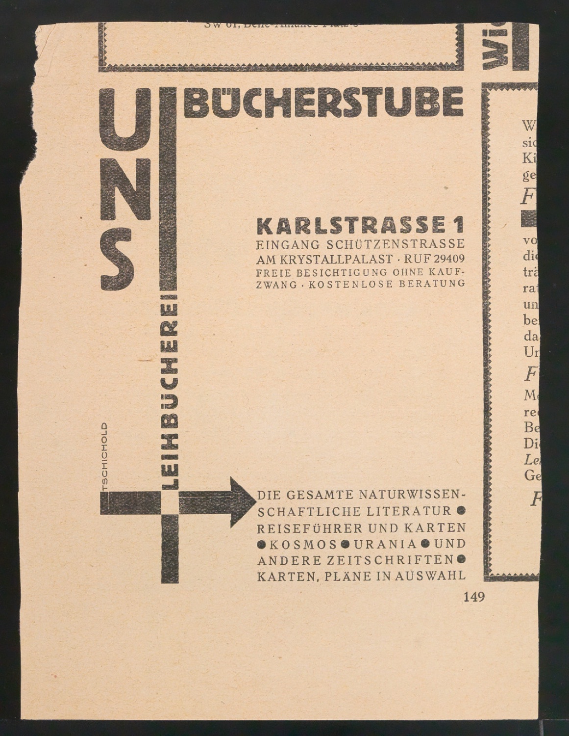 Zeitungsausschnitte mit Anzeigen für UNS-Bücherstube — Blatt 3