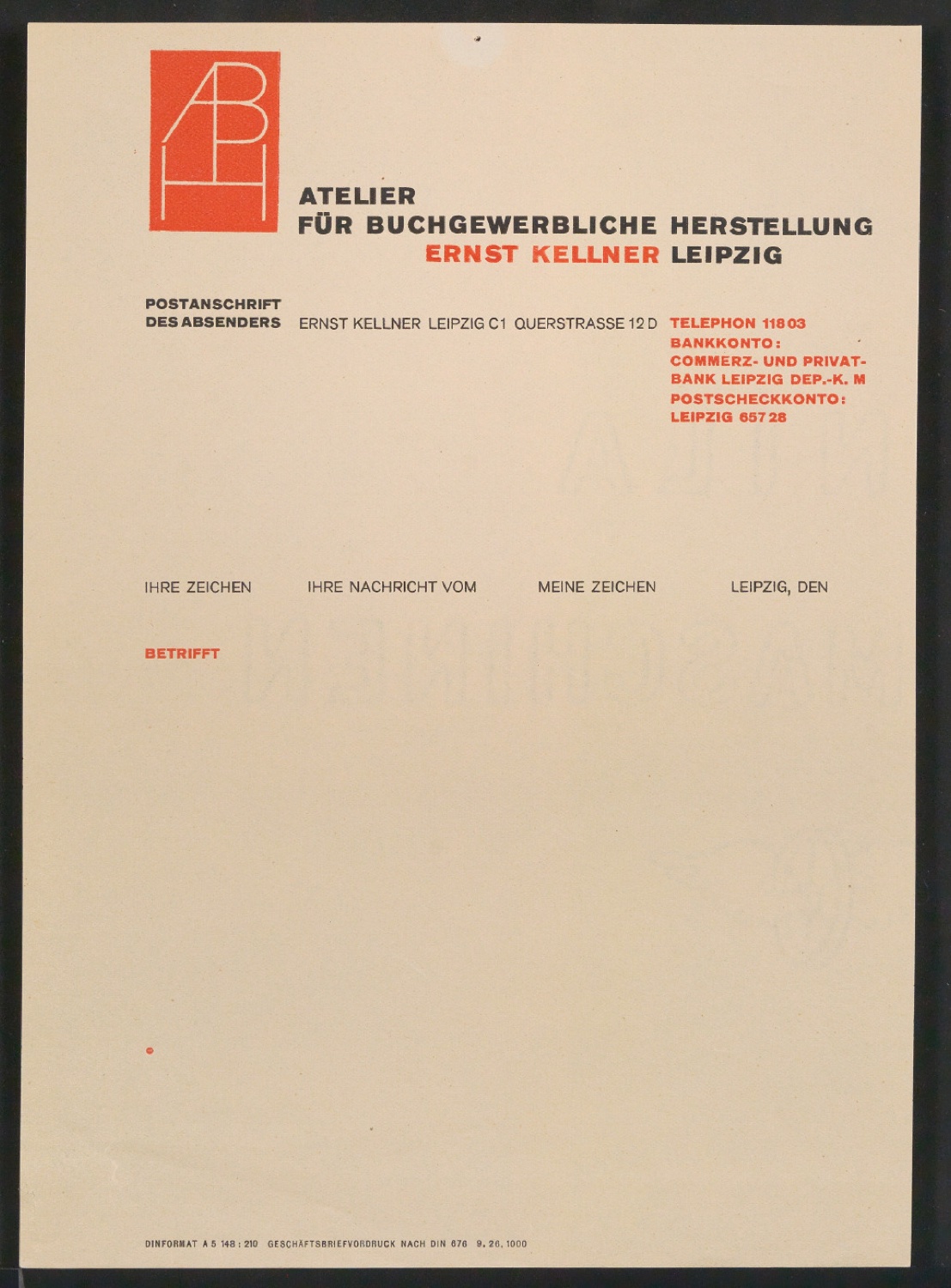 Geschäftsbriefvordruck nach Din 676 — Blatt 1