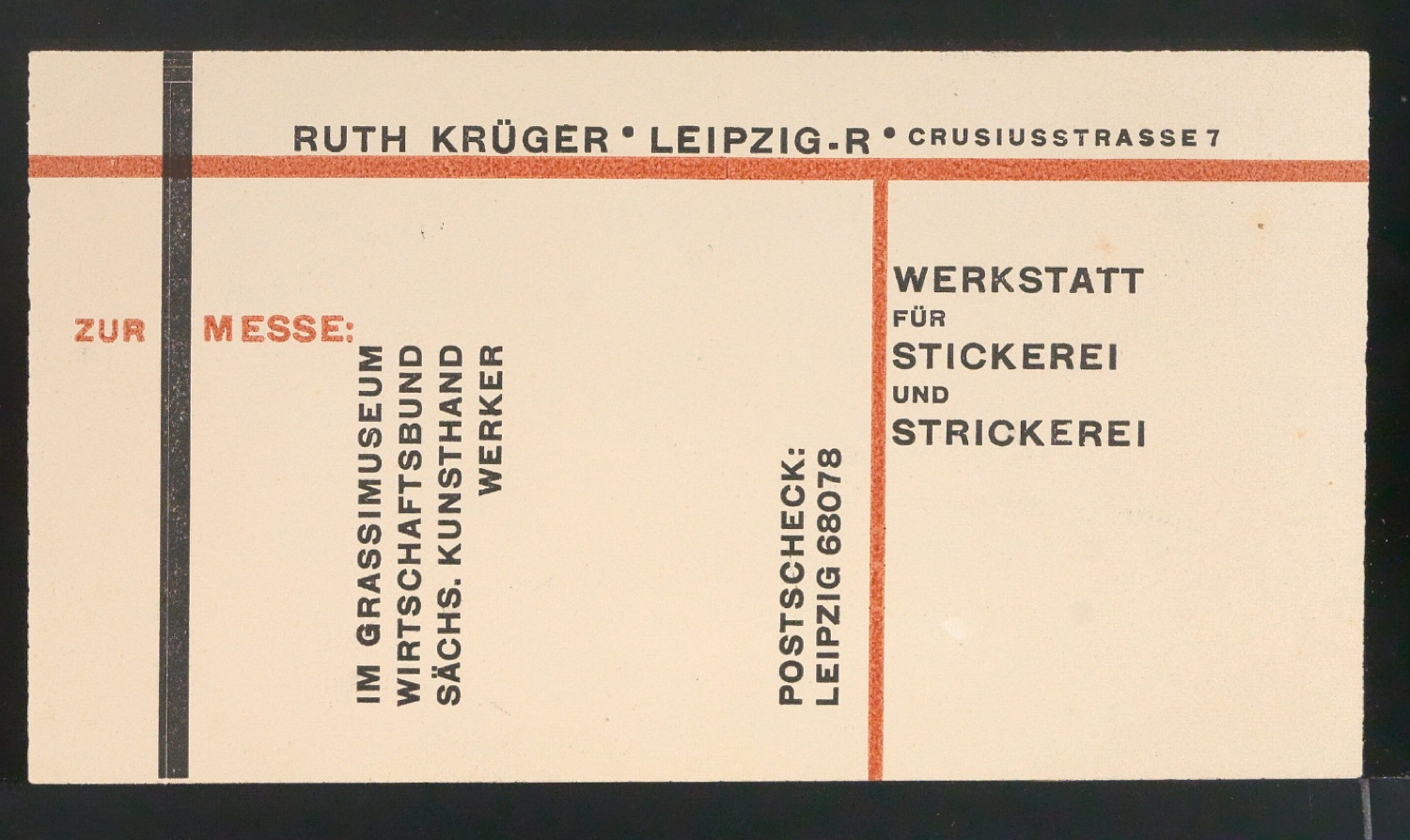 Probedruck von Visitenkarte für Ruth Krüger — Blatt 1