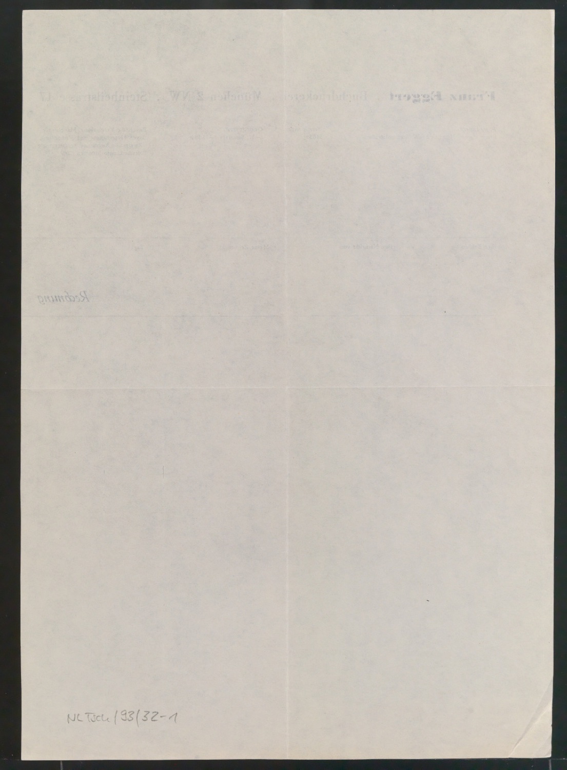 Entwurfszeichnung und Probedruck von Rechnungsvordruck für Buchdruckerei Franz Eggert — Blatt 2
