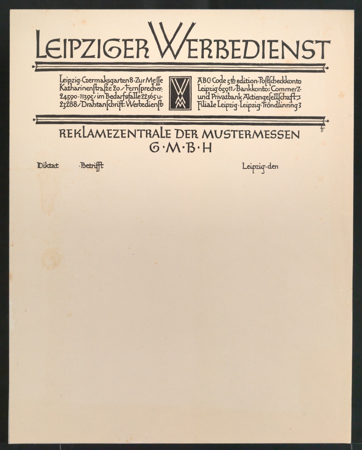 Briefbogen für Leipziger Werbedienst — Blatt 1