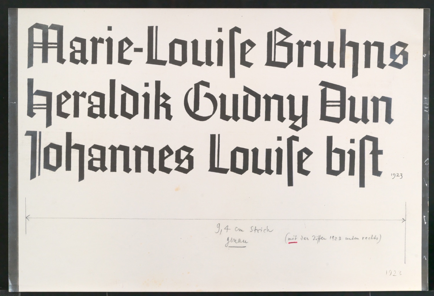 Kopie eines handgezeichneten Entwurfs von Exlibris für Marie-Louise Bruhns — Blatt 1