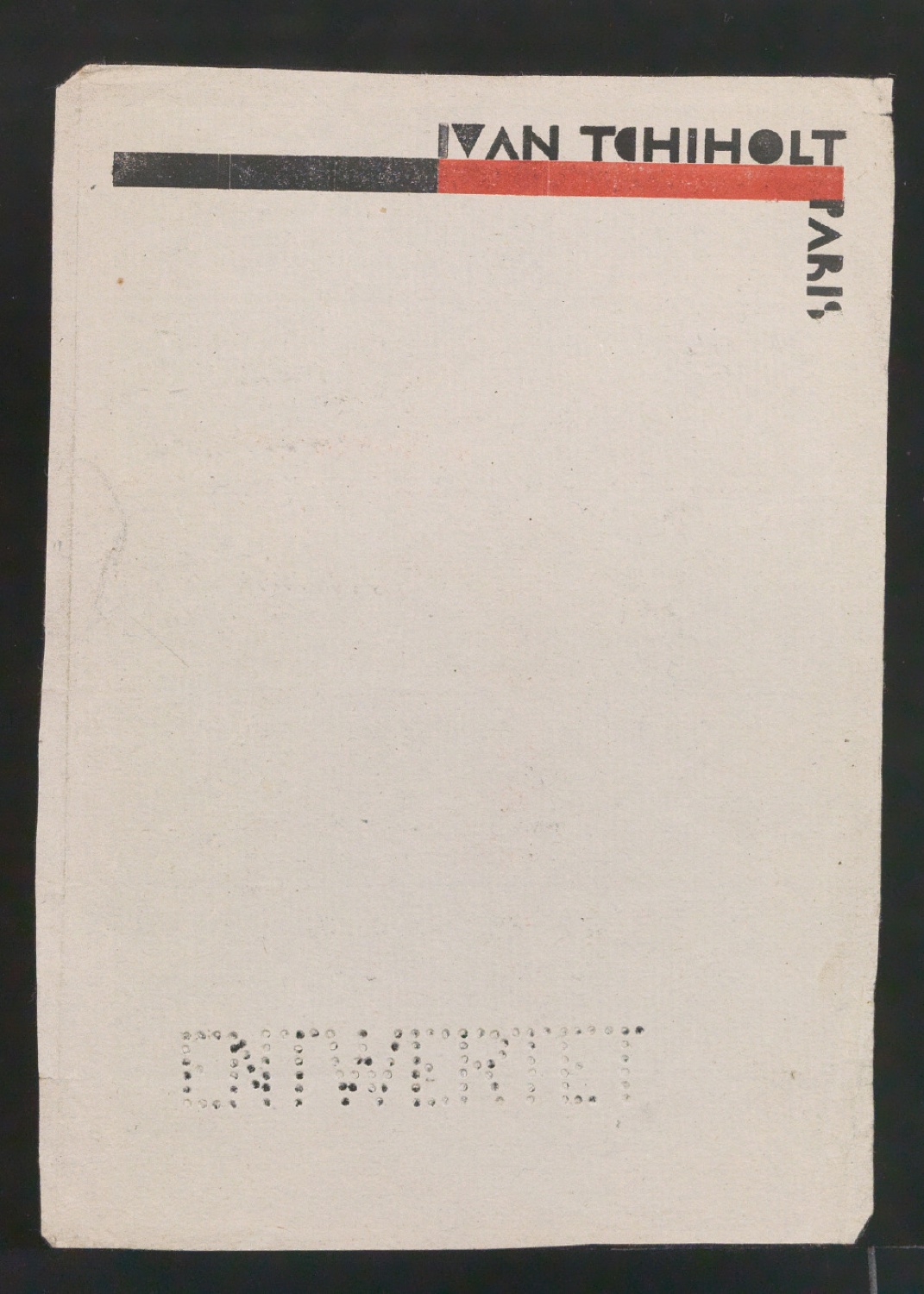 Probedrucke von Briefkopf für Ivan Tschichold, Paris — Blatt 1