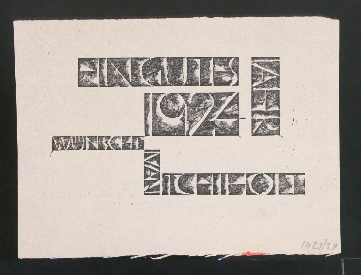 Probedrucke von Neujahrswunsch Ein Gutes Jahr 1924 — Blatt 1