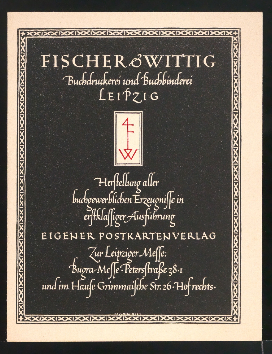 Belegexemplar eines Handzettel für Fischer & Wittig — Blatt 1