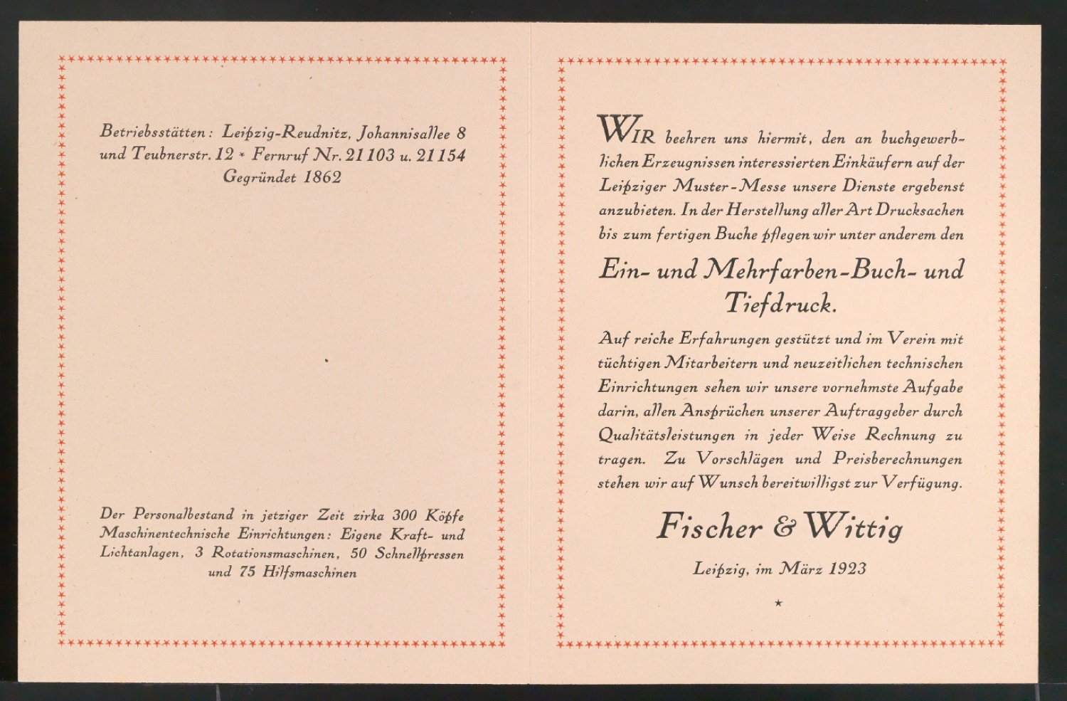 Belegexemplare eines Handzettel für Fischer & Wittig — Blatt 4