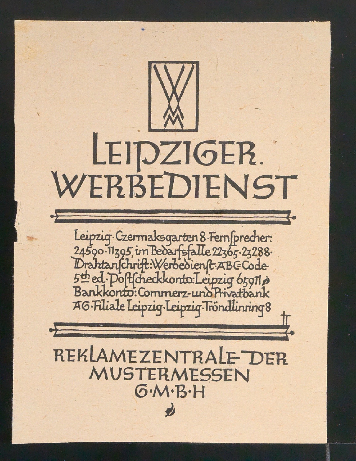 Postkartenvordruck Leipziger Werbedienst — Blatt 3