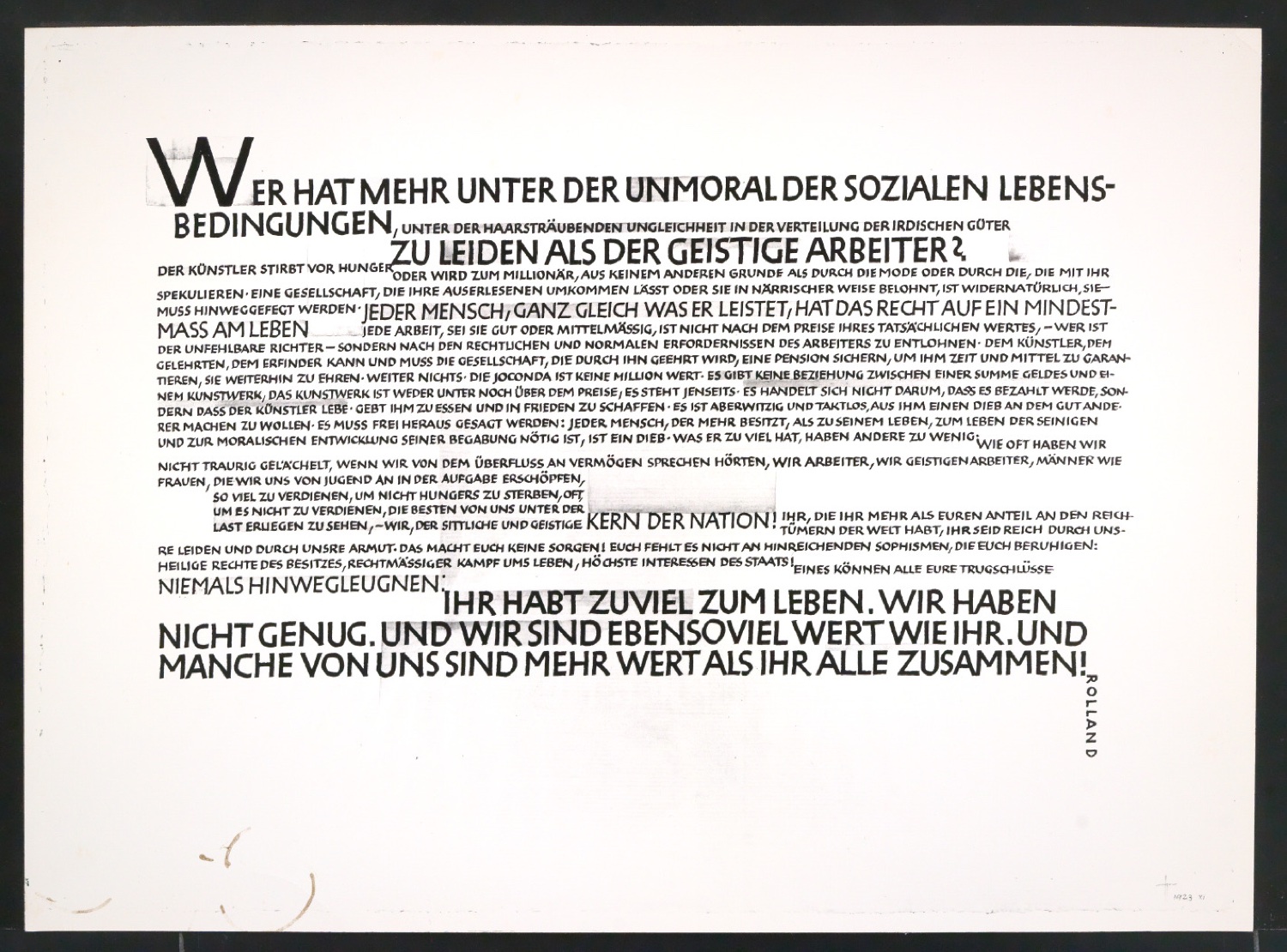 Klischeeabzug von Schriftübung mit einem Zitat von Romain Rolland — Blatt 1