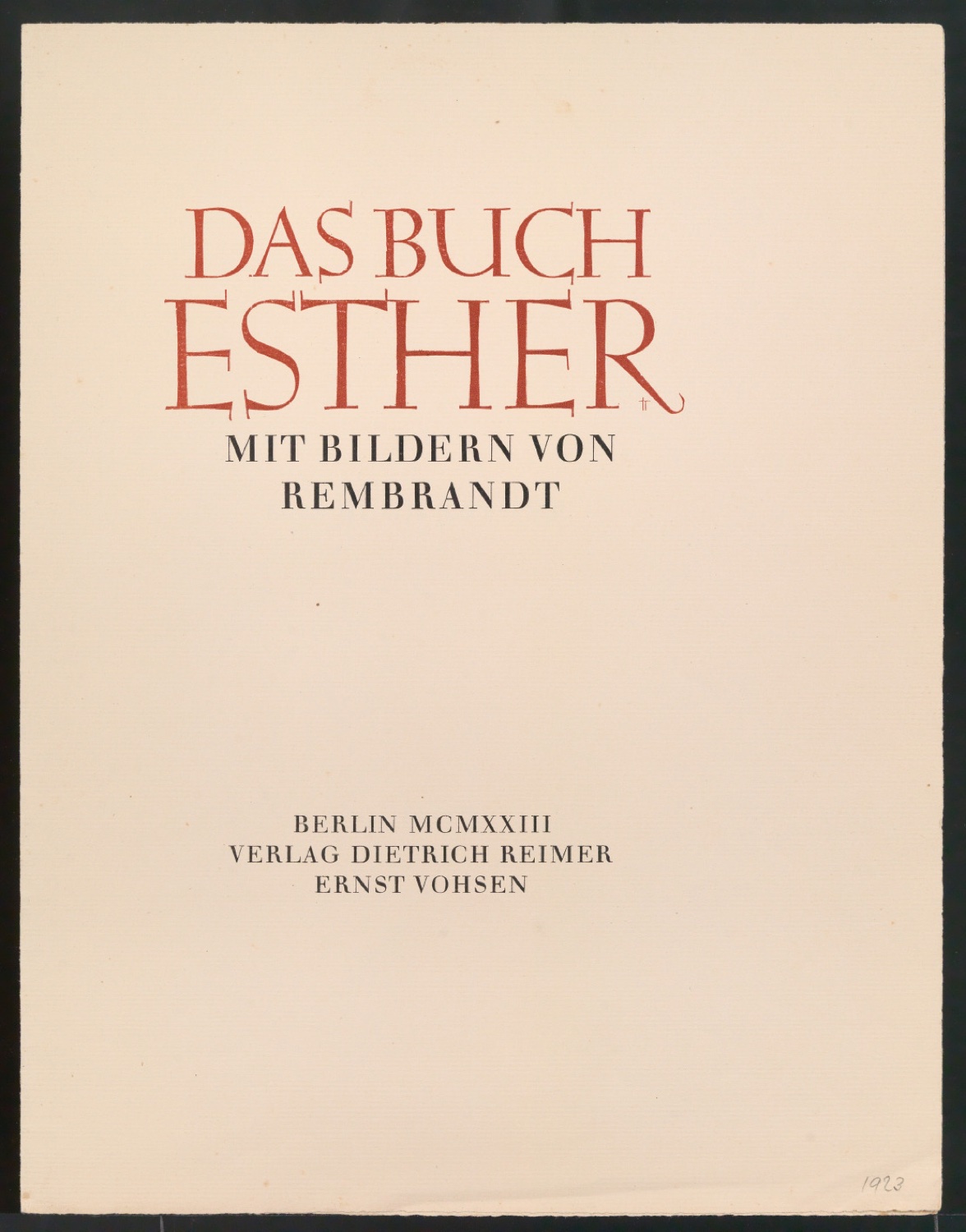 Probedrucke für Schmutztitel und Titelblatt von Das Buch Esther — Blatt 1