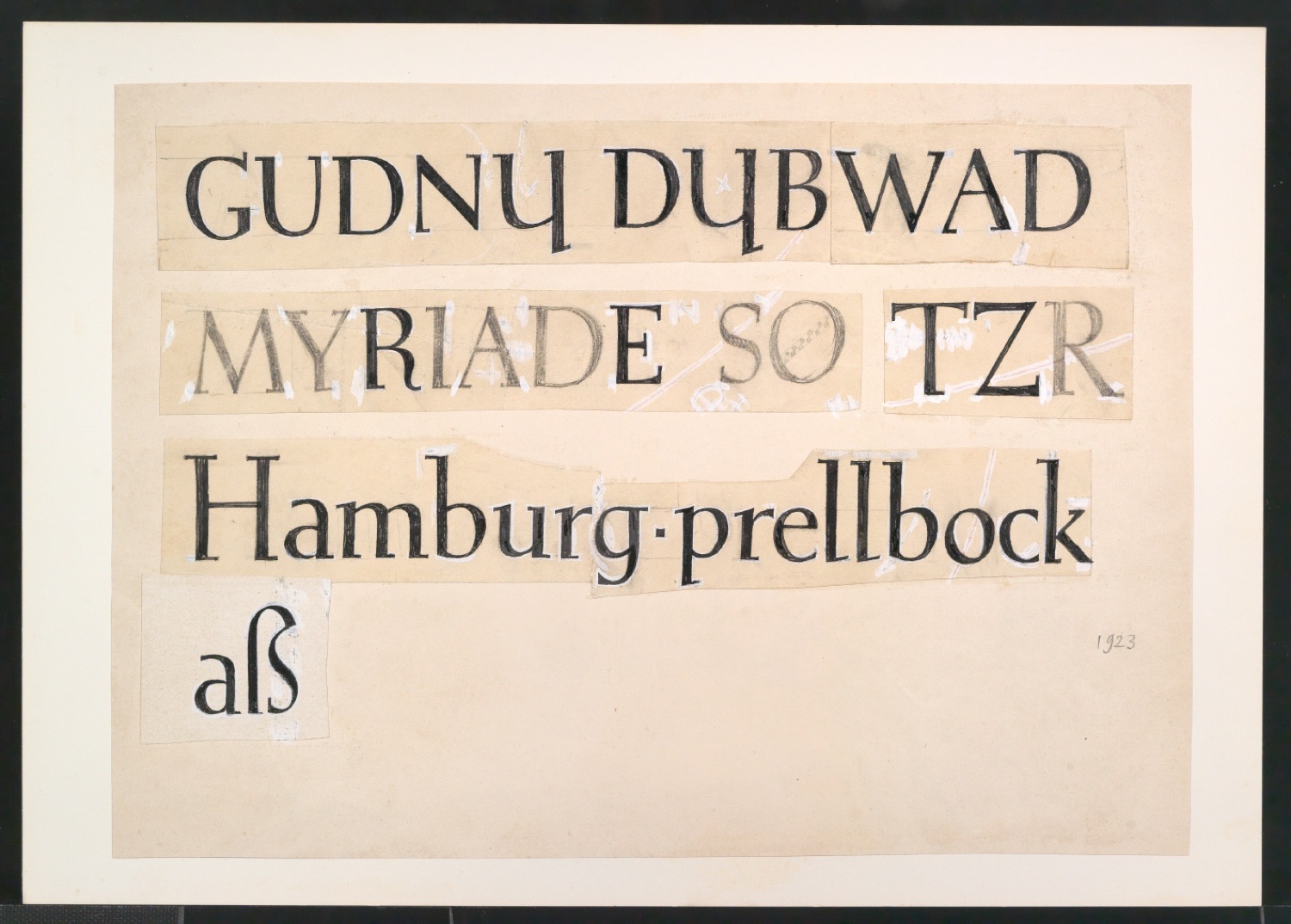 Montierte Entwurfszeichnungen eines Antiqua-Alphabetes — Blatt 1