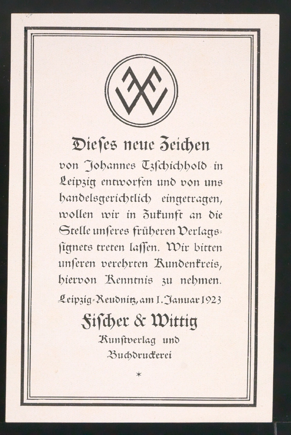 Dieses neue Zeichen — Blatt 1