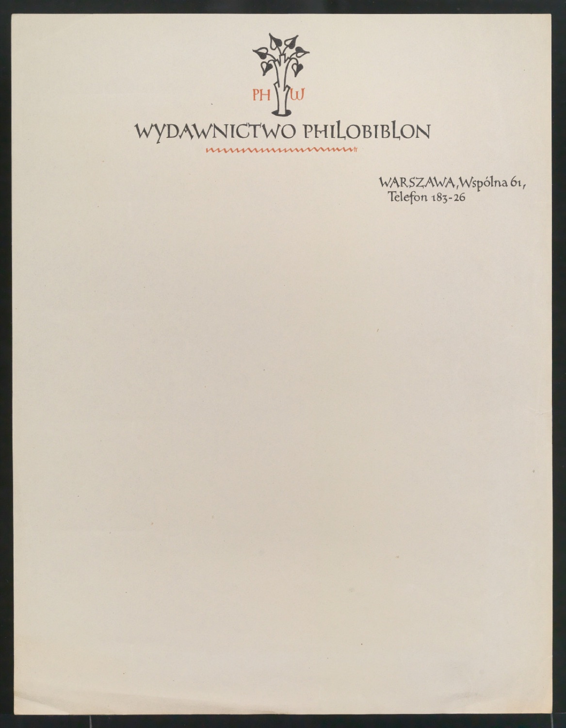 Abgetrennter Briefkopf und Briefbogen für Philobiblon — Blatt 1