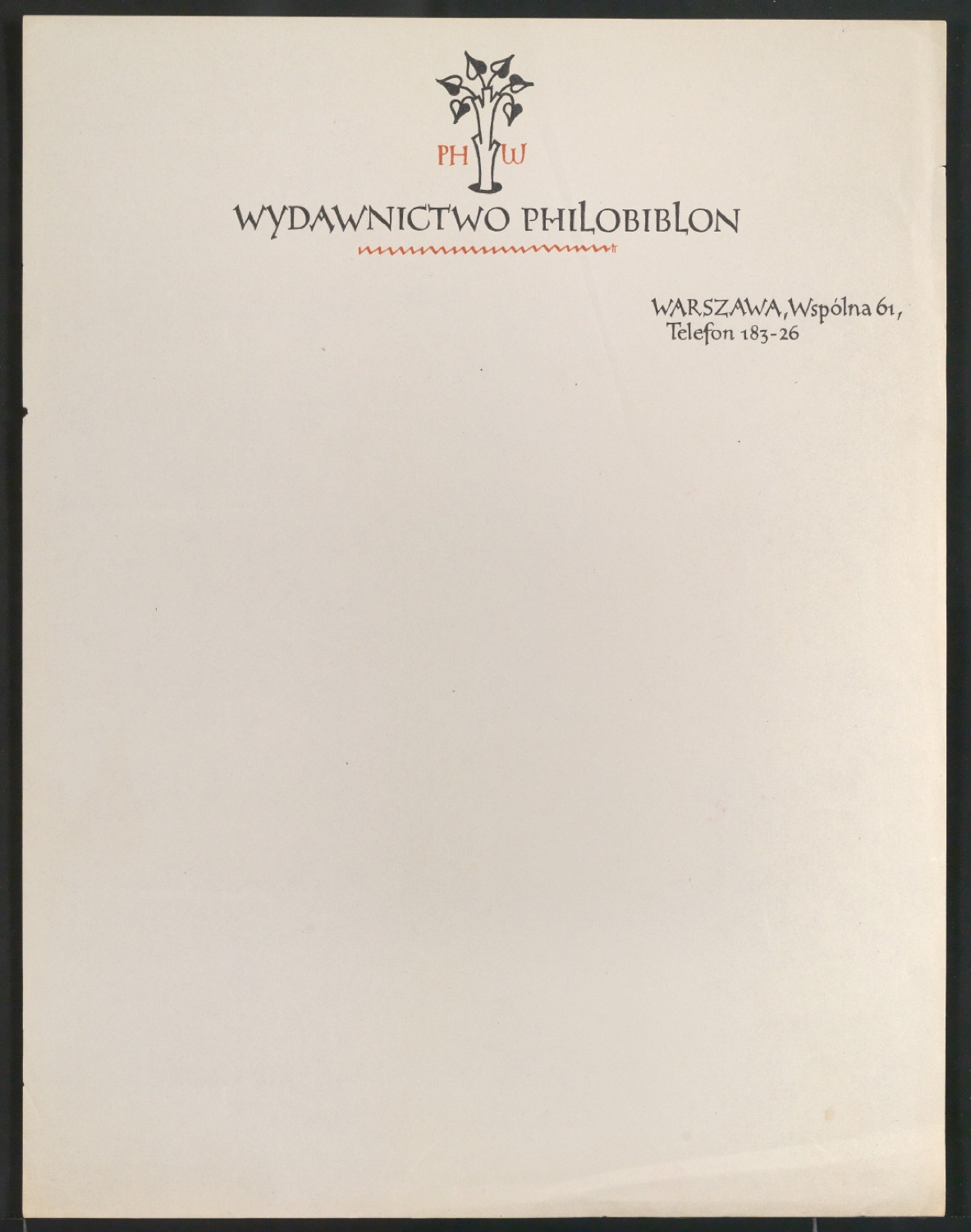 Briefbogen für Philobiblon — Blatt 1
