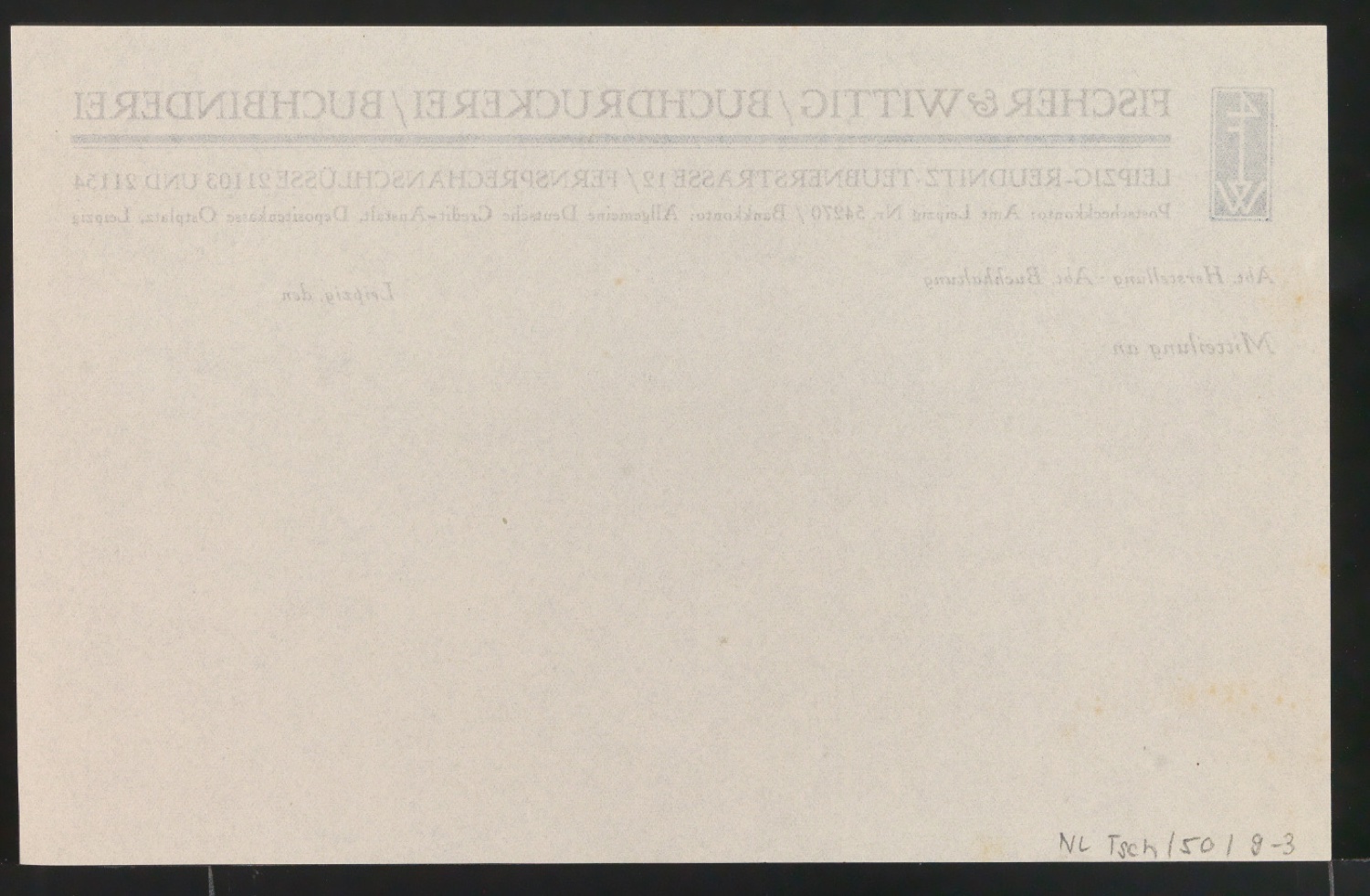 Montierte und lose Belegexemplare von Briefbogen für Fischer & Wittig — Blatt 6