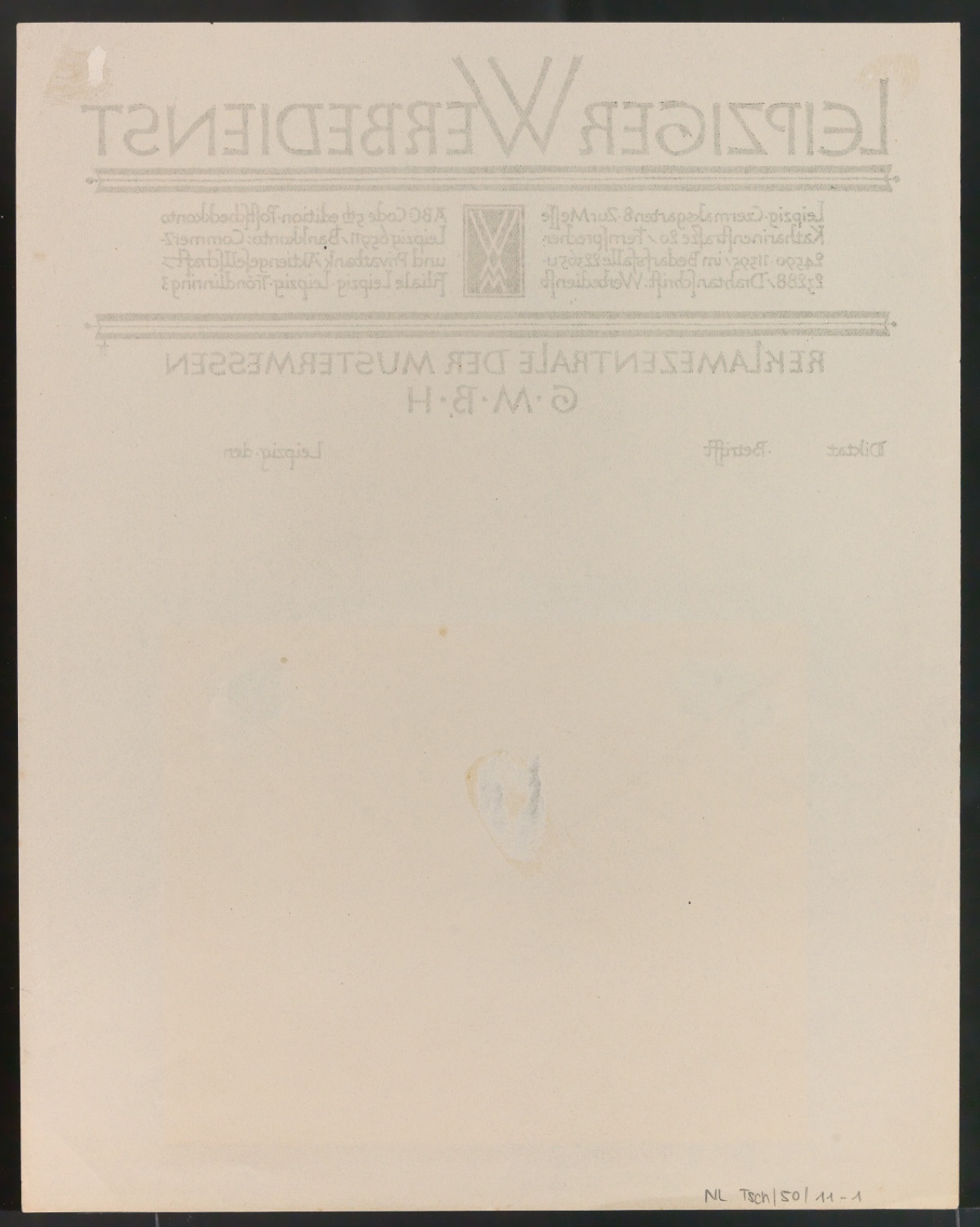 Briefbogen, Rechnungsvordruck und Briefumschläge für Leipziger Werbedienst — Blatt 2