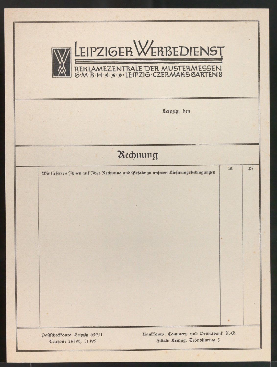 Briefbogen, Rechnungsvordruck und Briefumschläge für Leipziger Werbedienst — Blatt 3