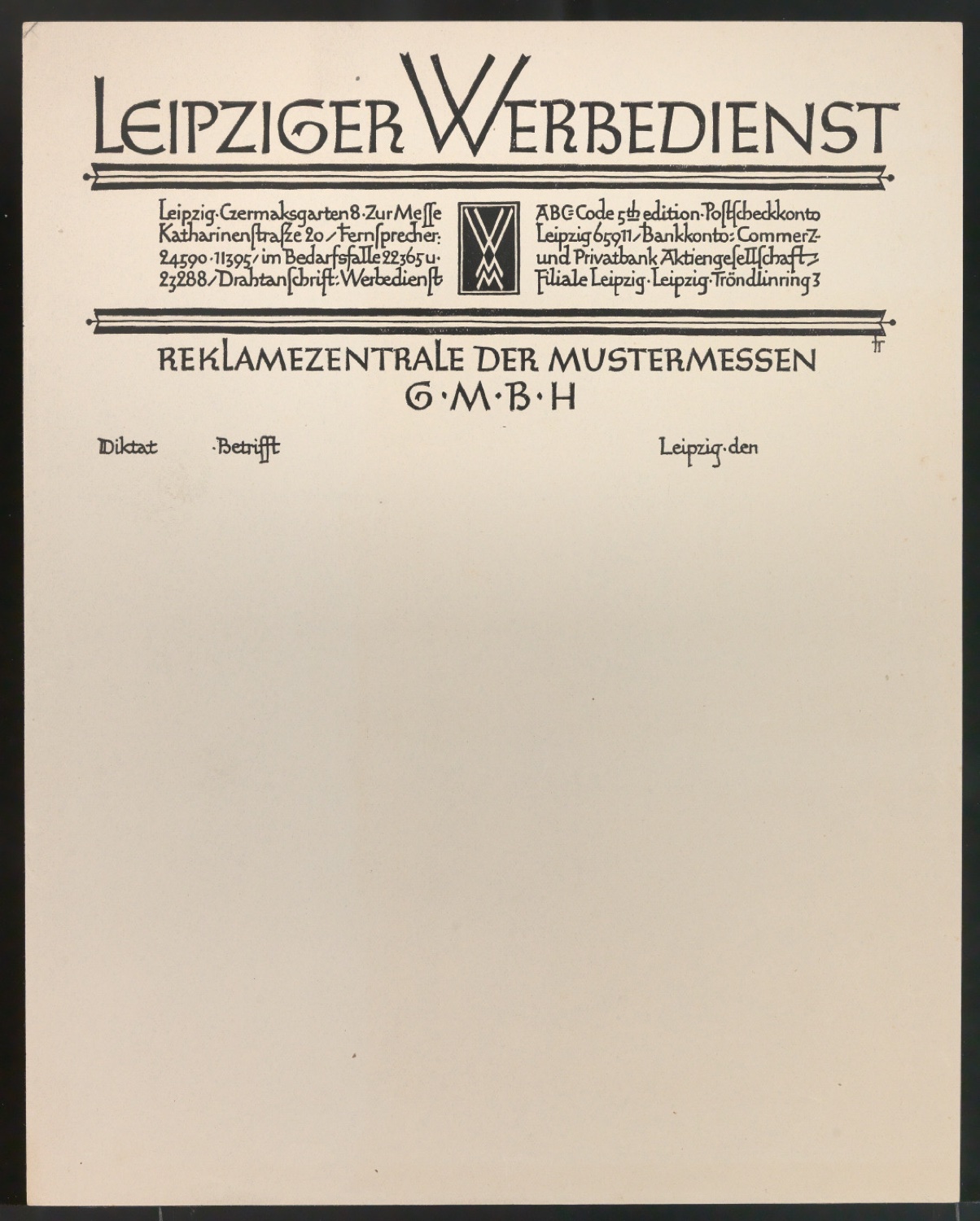 Briefbogen, Rechnungsvordruck und Briefumschläge für Leipziger Werbedienst — Blatt 5