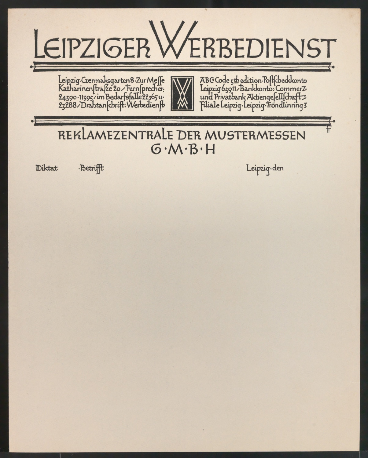 Briefbogen, Rechnungsvordruck und Briefumschläge für Leipziger Werbedienst — Blatt 7
