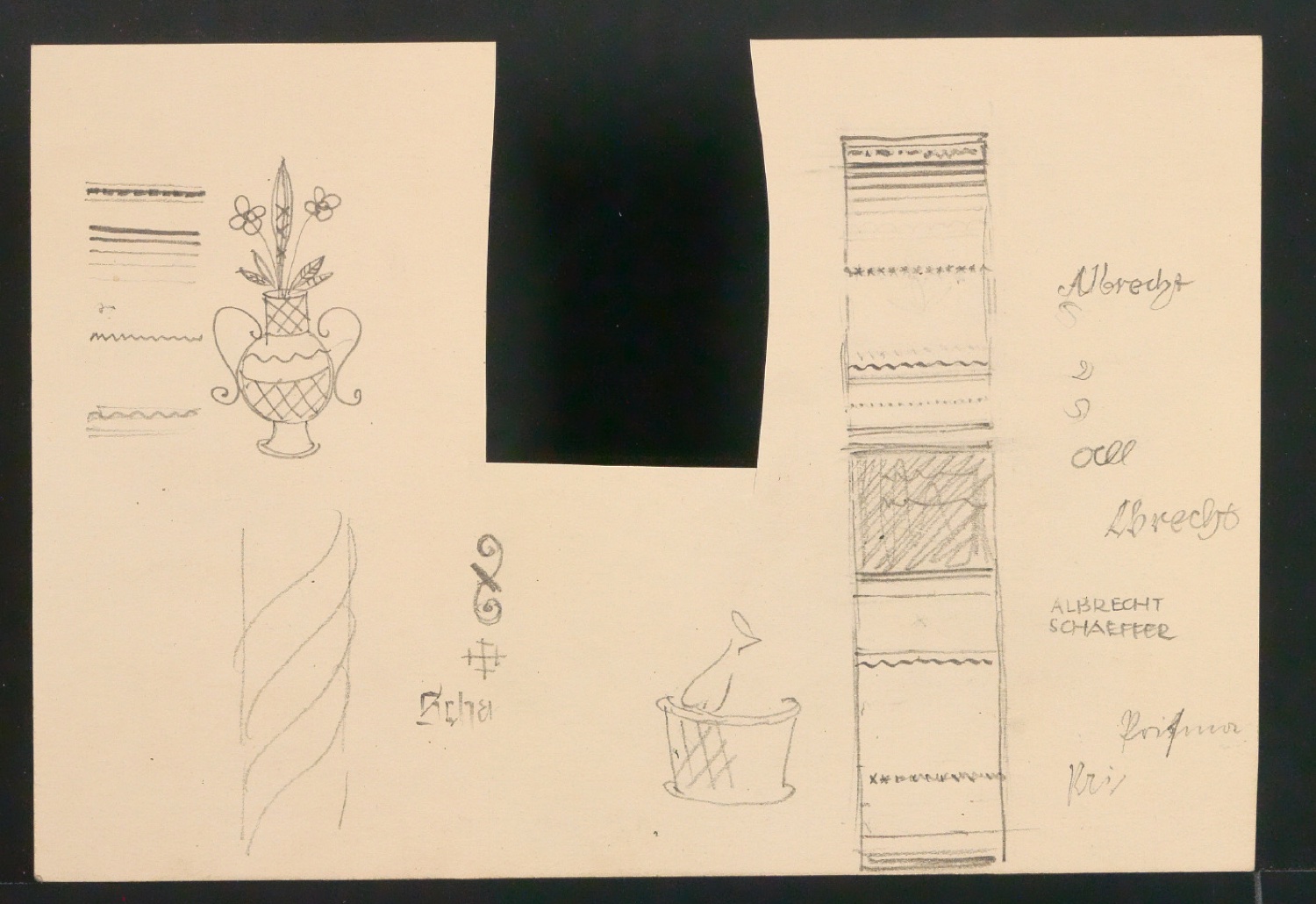 Konvolut Entwurfszeichnungen und Skizzen aus Skizzenbuch von 1920 — Blatt 37