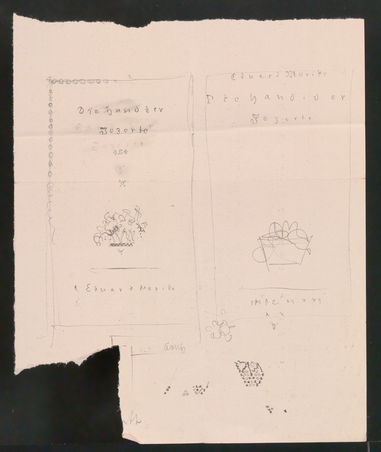 Konvolut Entwurfszeichnungen und Skizzen aus Skizzenbuch von 1920 — Blatt 39