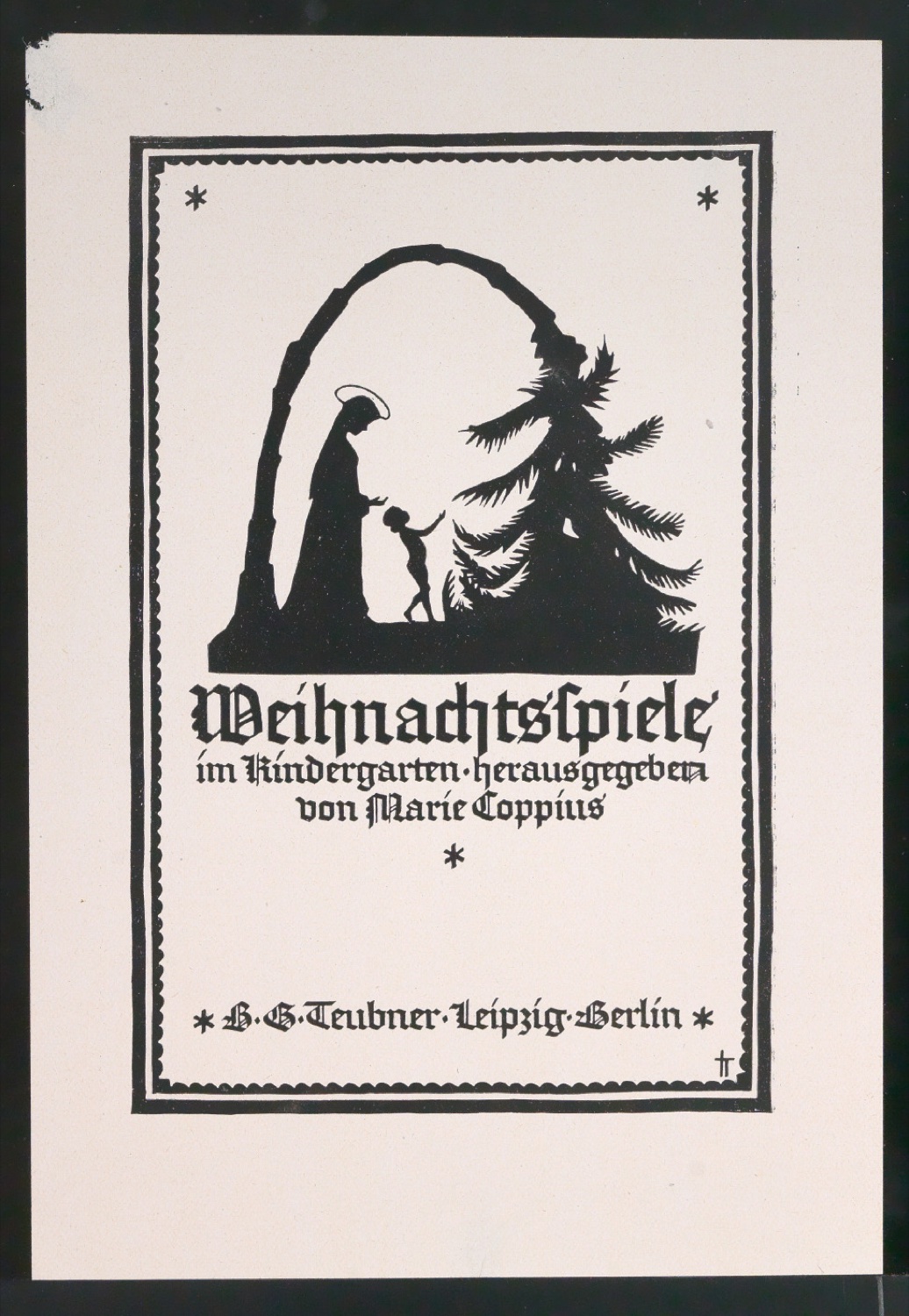 Probedruck des handgezeichneten Titelblattes von Weihnachtsspiele im Kindergarten — Blatt 3