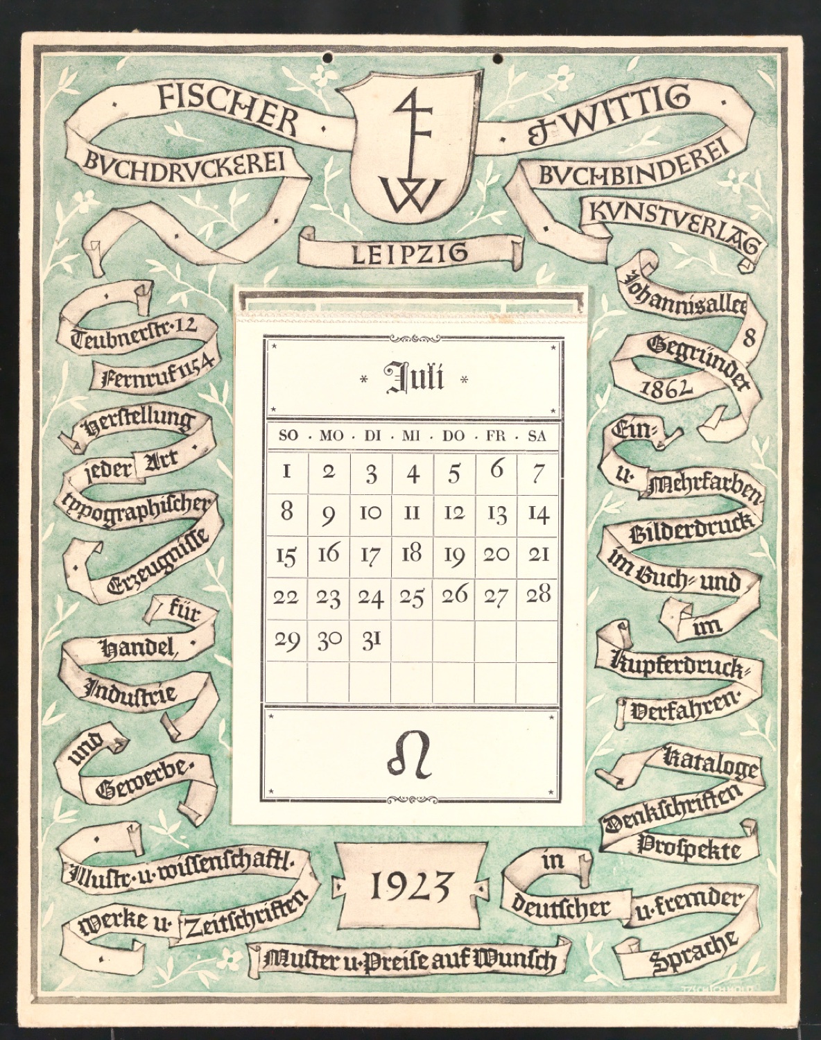 Kalender 1923 — Blatt 3