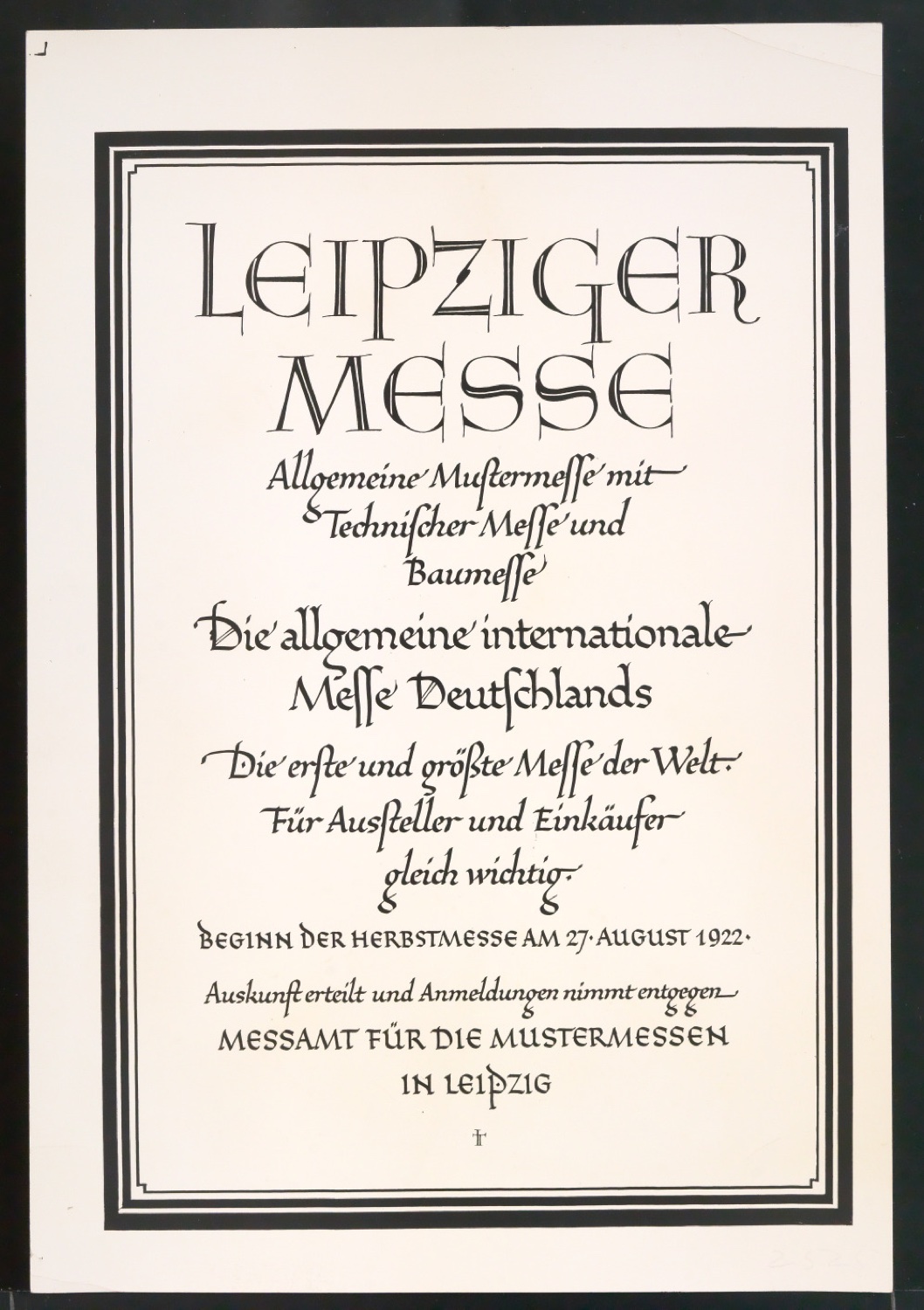 Reproduktionen von Werbeplakat Allgemeine Mustermesse mit Technischer Messe und Baumesse — Blatt 1