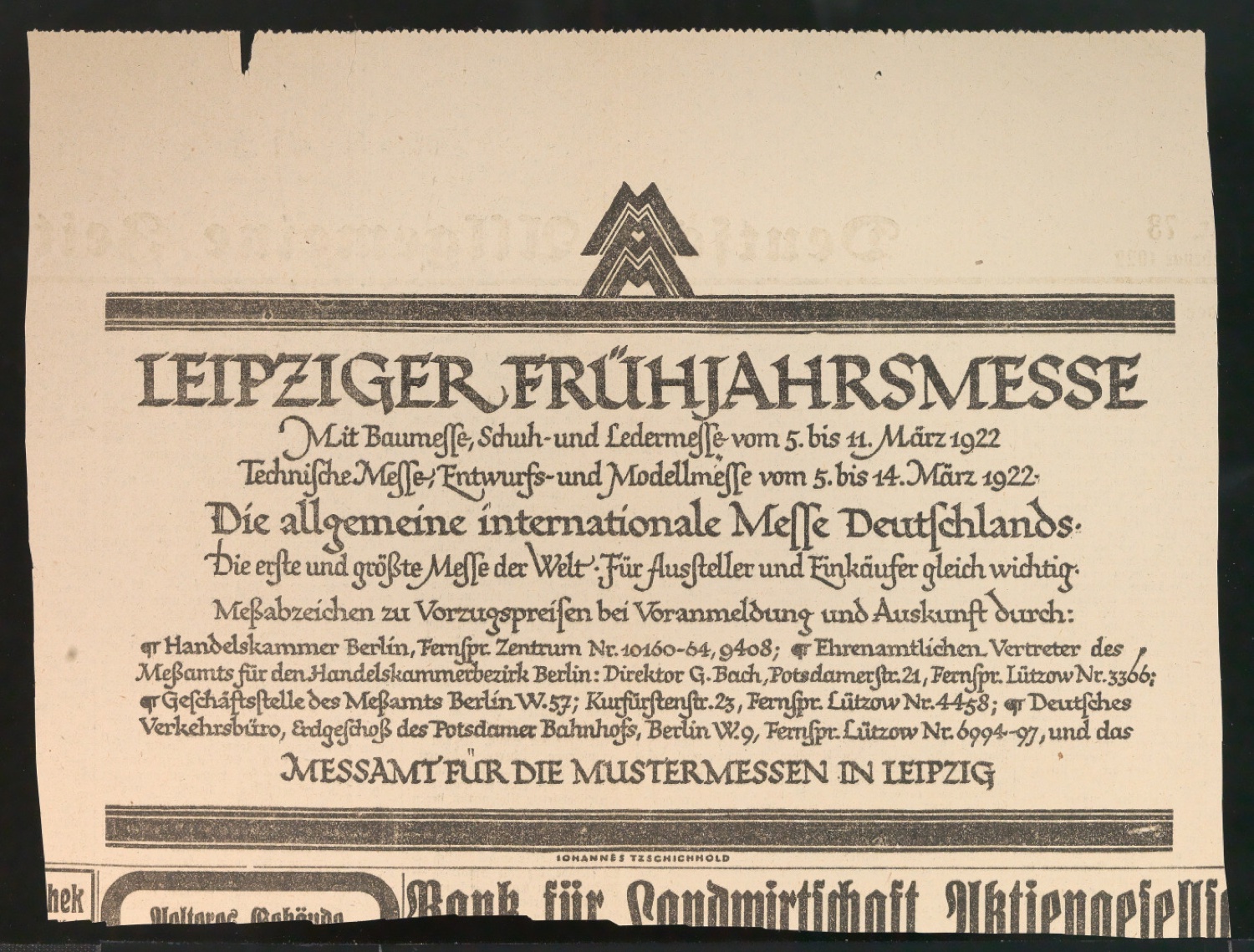 Zeitungsausschnitte mit Anzeigen der Leipziger Messe — Blatt 7